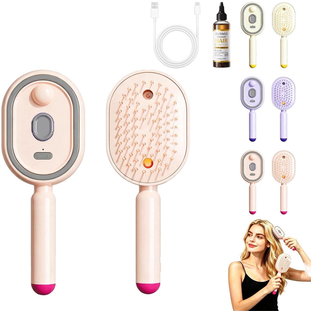 Elzusha - Elektrische Spray Haarmassagekam met Luchtkussen en Essentiële Olie