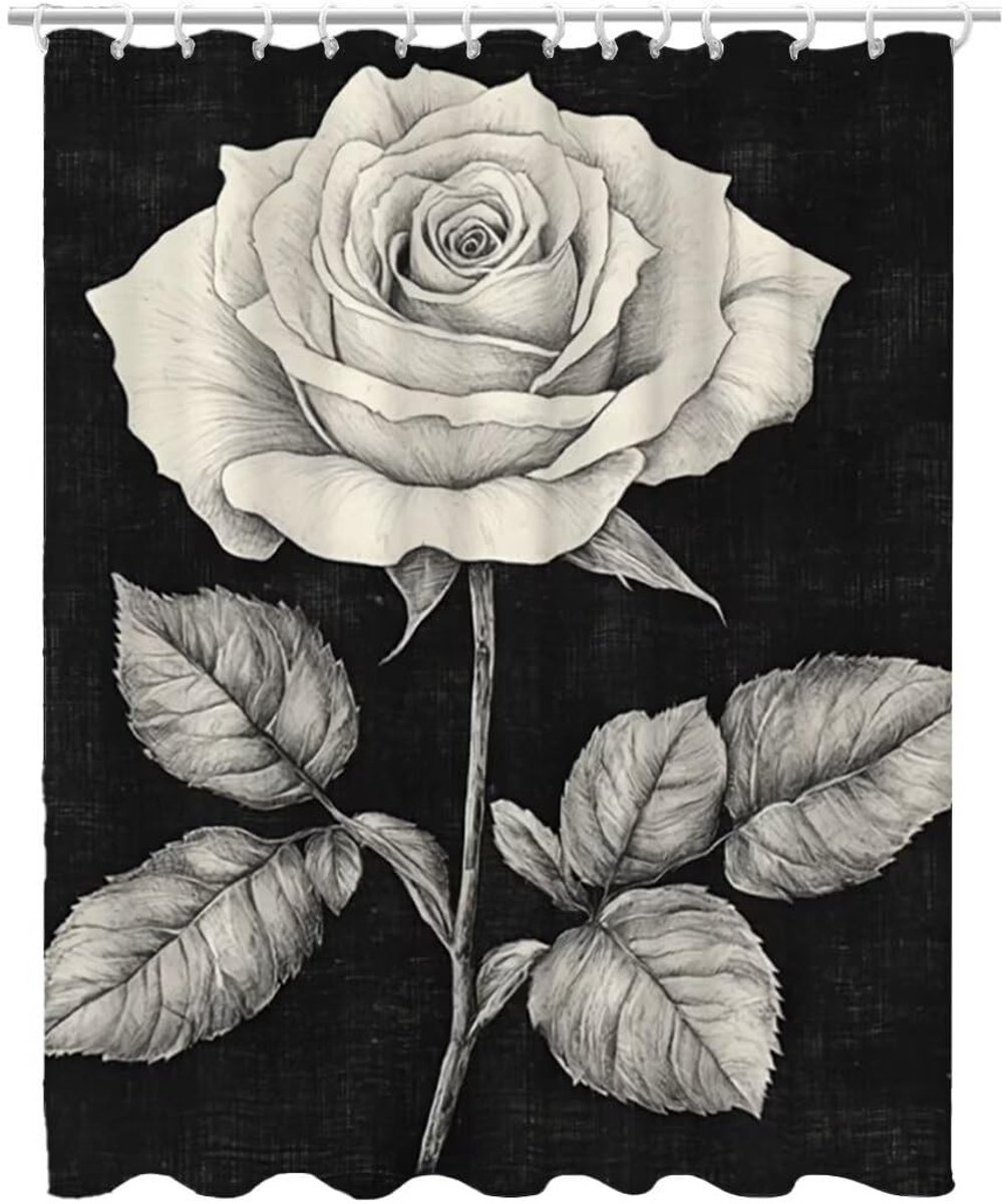 Elzusha - Douchegordijn Zwart - Waterdicht Polyester 100 x 200 cm
