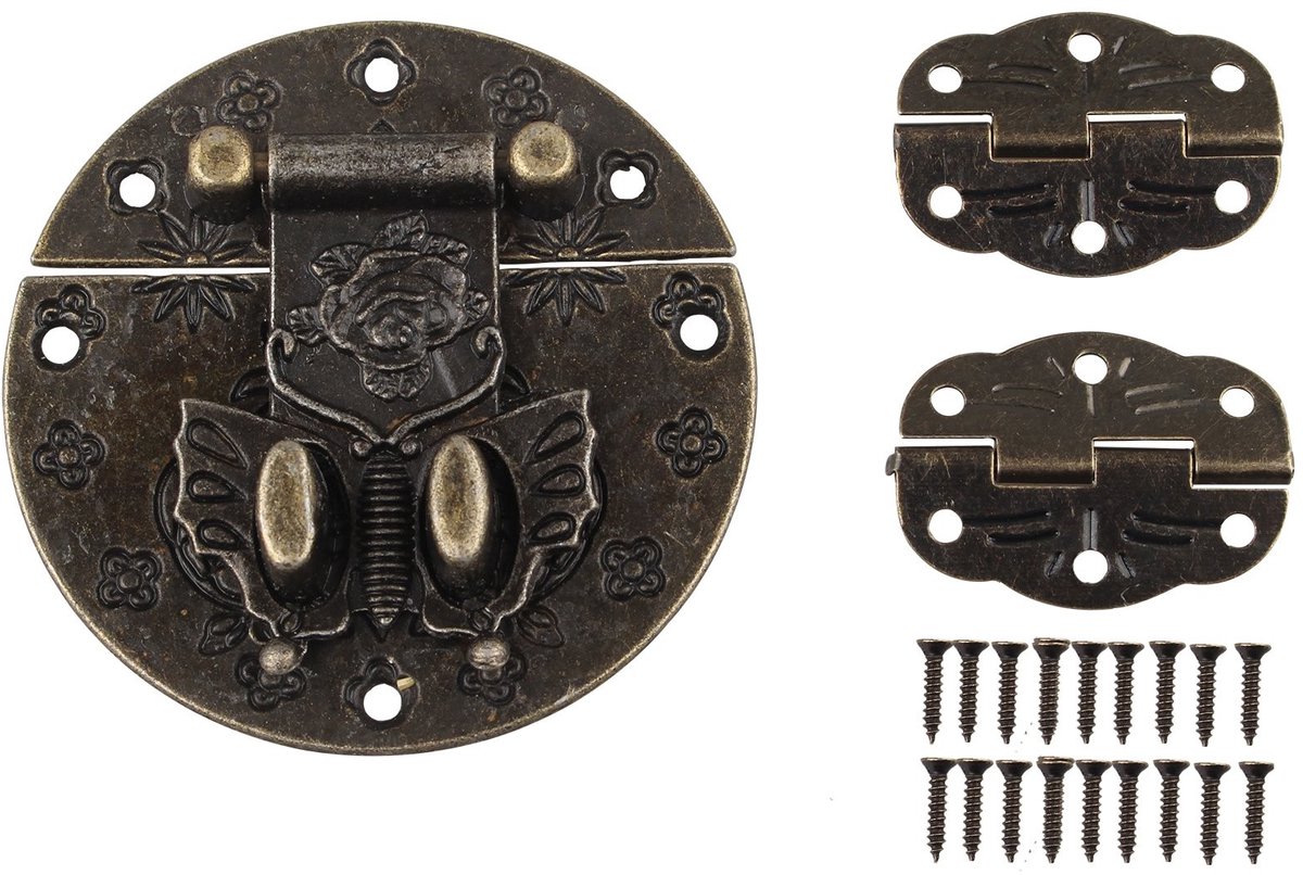 Elzusha- Sluiting retro design - Sluitring - Sluiting sieraden maken - Haspel 58 x 58 mm - Scharnier 30 x 22 mm - Robuust en eenvoudig te monteren - Boxslot