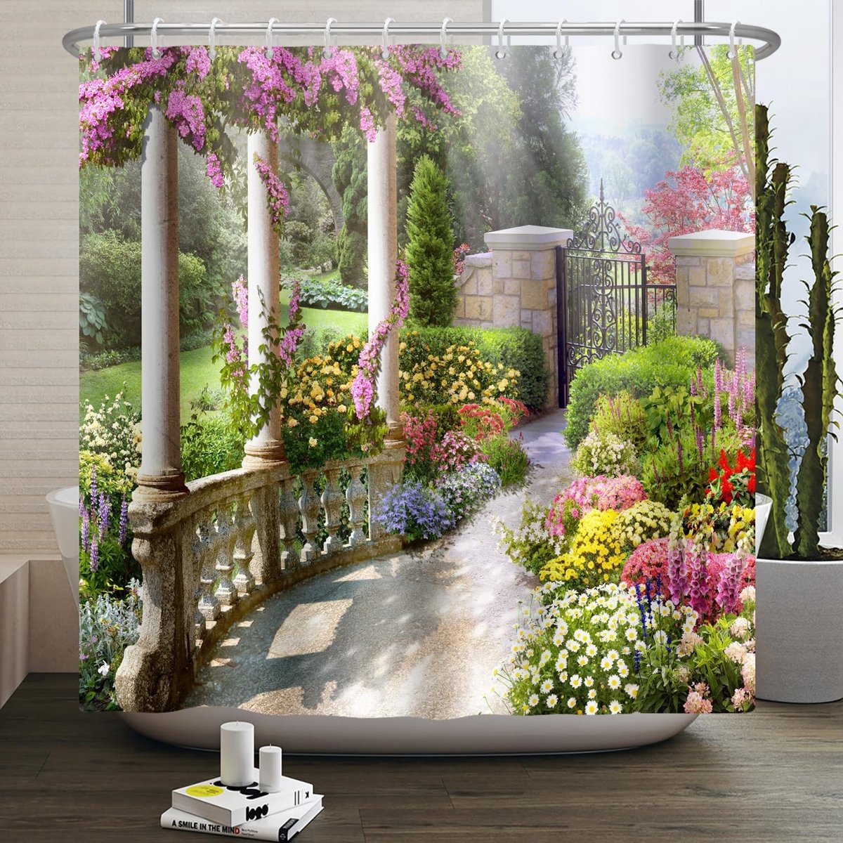 Elzusha - Vintage Tuin Douchegordijn 183 x 183 cm met Bloemen