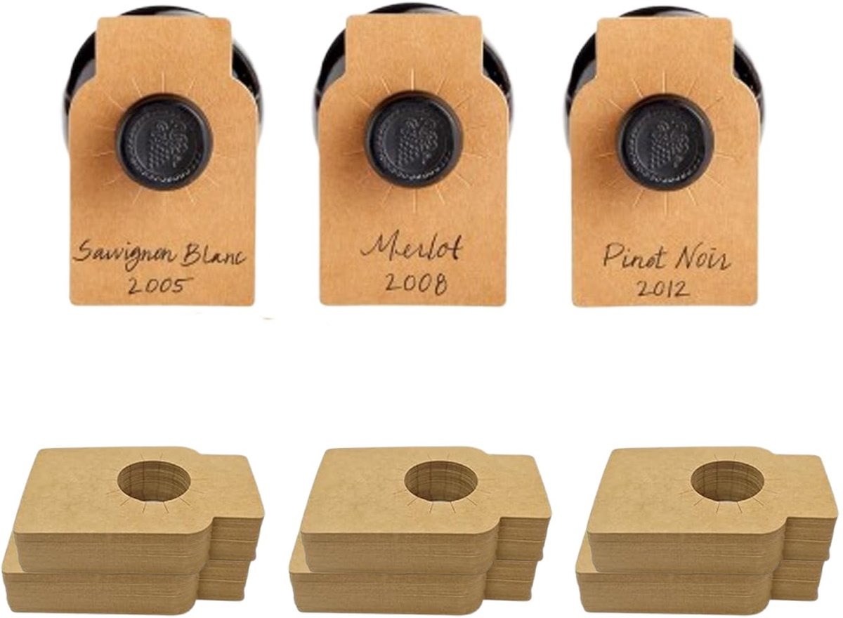 Elzusha - 100 Stuks Blanco Flessenlabels van Kraftpapier