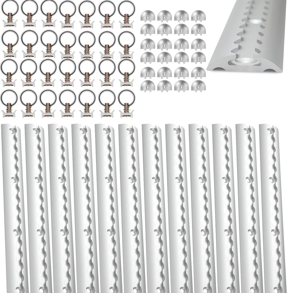 Elzusha - Aluminium Lashing Rails - 12 x 1 m met 30 Bevestigingsringen - Set voor Vrachtwagens en Campers