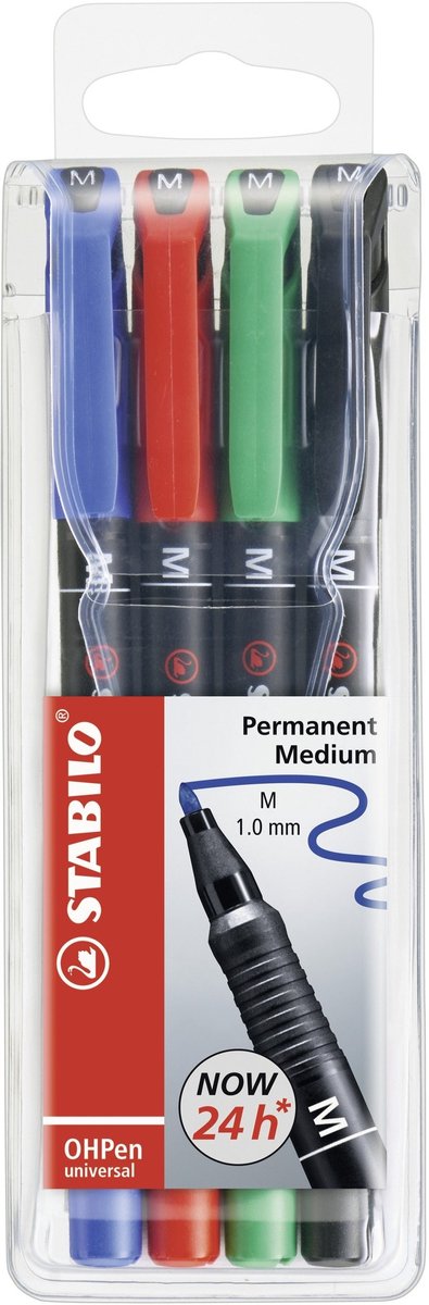 Elzusha - Permanent Marker OHPen Universal - M-Point 1mm - Set van 4 Kleuren