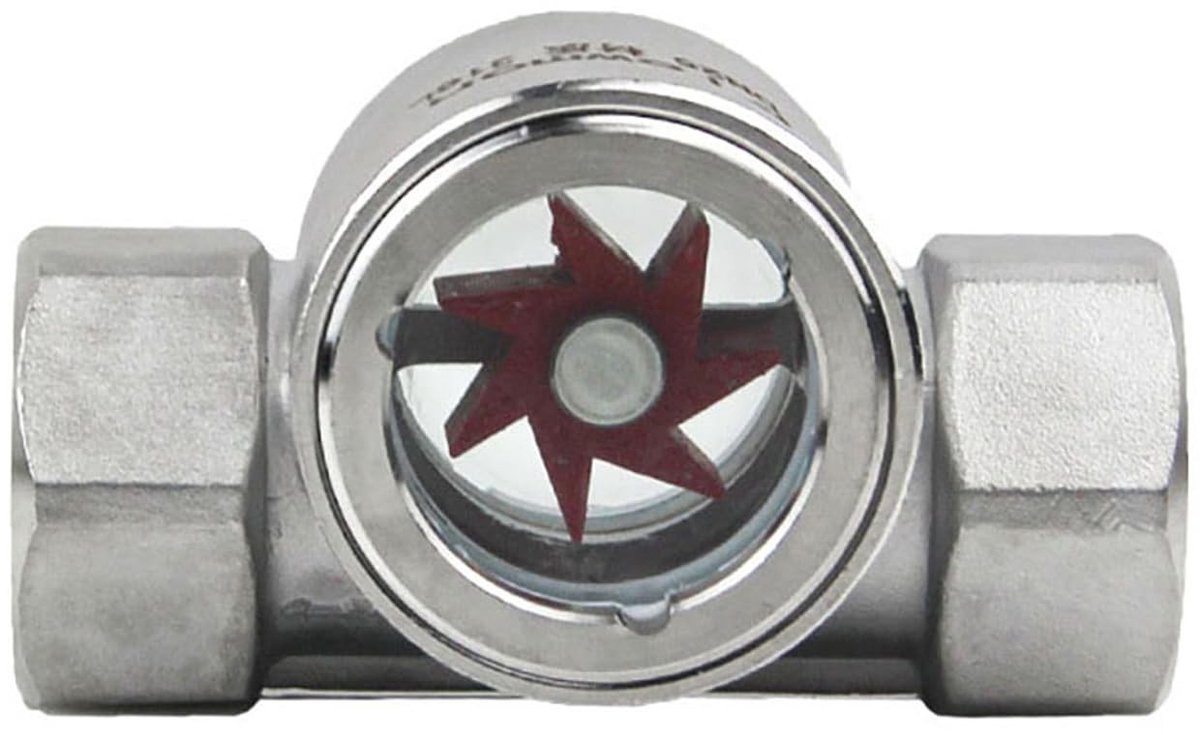 Elzusha- Waterflow Indicator - 1/2 inch/3/4 inch Draad - 304 Roestvrij Staal - Visuele Weergave - Voor Waterkoelsystemen - Max. Temperatuur 100°C - Doorstroomindicator