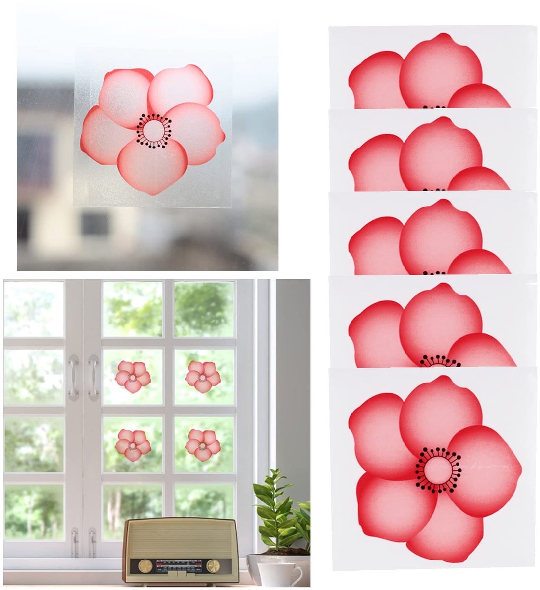 Elzusha - 20 Stuks Bloemen Raam Vlieg Val Catcher Indoor Stickers