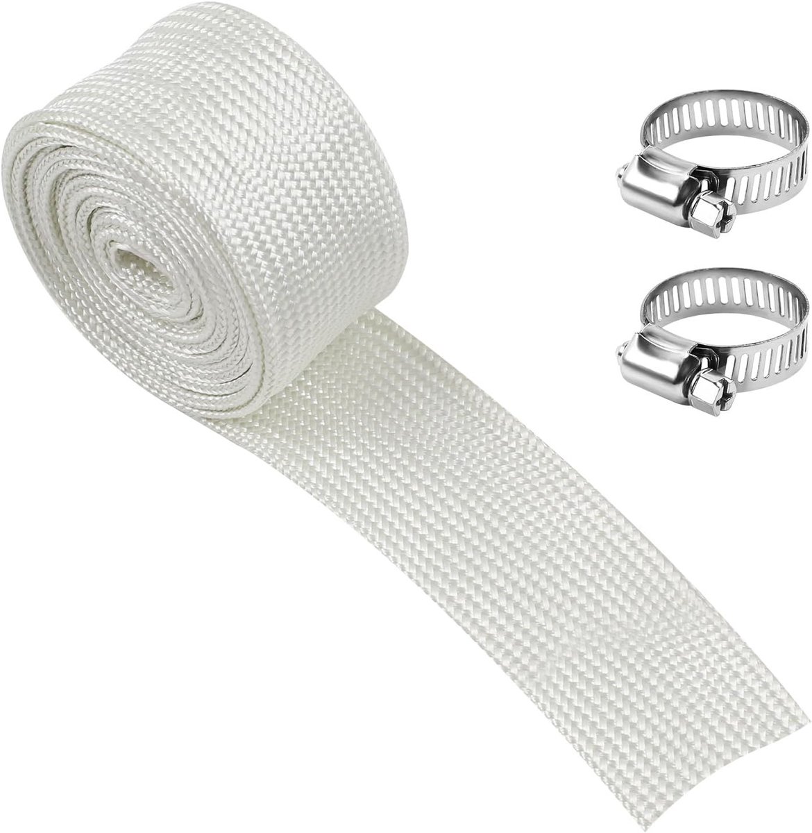 200 cm Hittebestendige Afvoerslang met 2 Klemmen voor Noodgenerator en Verwarmers, 25 mm, Glasvezel Afvoerpijp voor Efficiënte Warmteafvoer