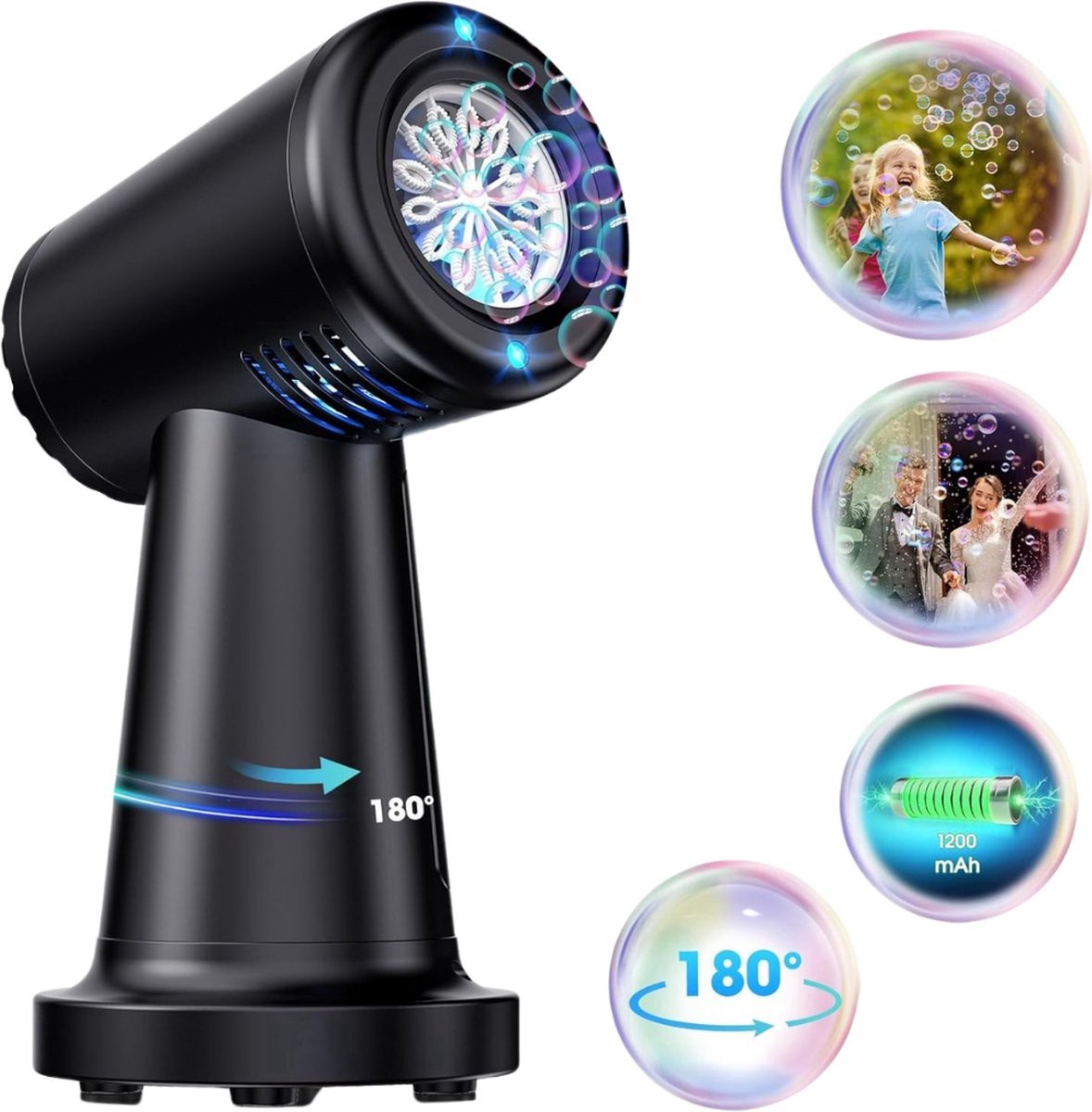 ADEL Bellenblaasmachine met 180° Rotatie - Automatisch Bellenblaas Pistool Kinderen - Bellenblaasmachines - Bubble Machine - Bellenblazer Incl. Navulling