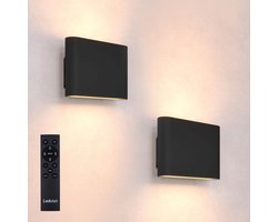 Ledvion - 2x USB Oplaadbare Wandlamp met Afstandsbediening – Zwart – Dimbaar – 2700K – 4400 mAh – Binnen & Buiten – Ovaal