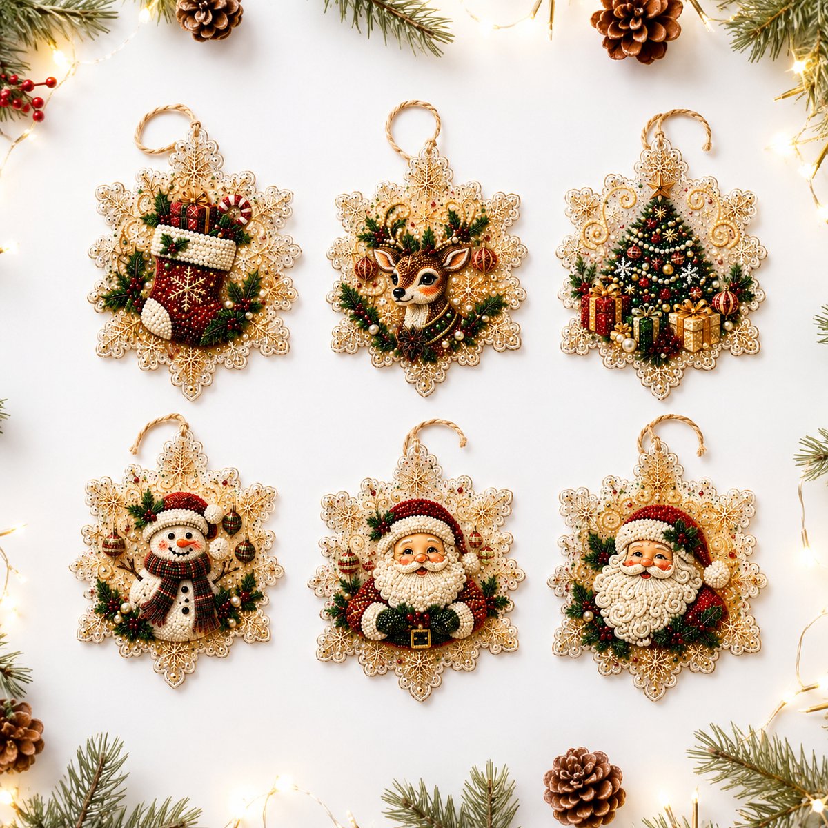 Namajunas Kerstboomhangers Diamond Painting - 6-delige Set - Voor Volwassenen en Kinderen - Compleet Pakket - DIY Creatieve Hobby