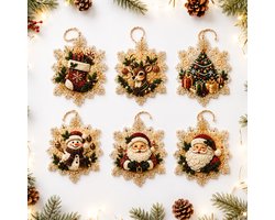 PulseOne Kerstboomhangers Diamond Painting - 6-delige Set - Voor Volwassenen en Kinderen - Compleet Pakket - DIY Creatieve Hobby