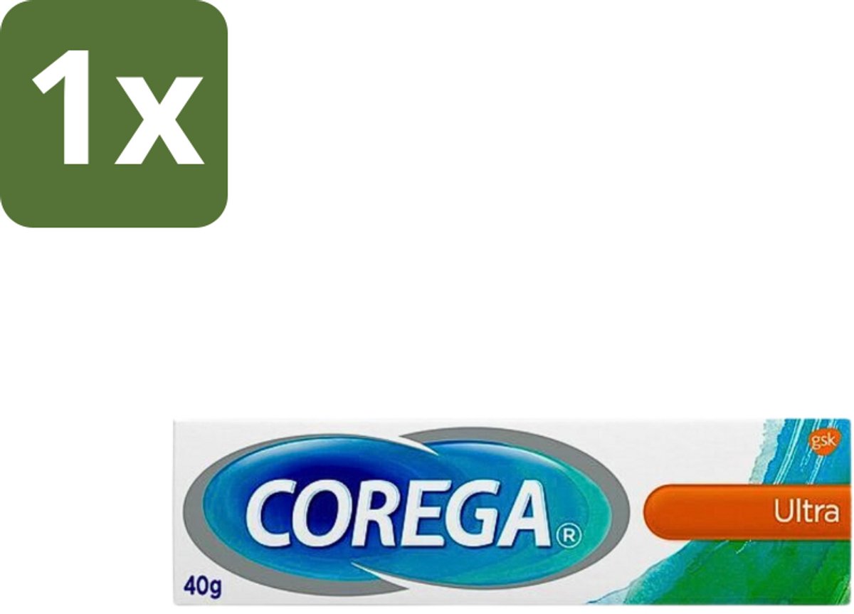 Corega Ultra Kleefcrème - Krachtig Houvast & Bescherming - Met Verfrissende Mintsmaak - 40g - 1 stuk