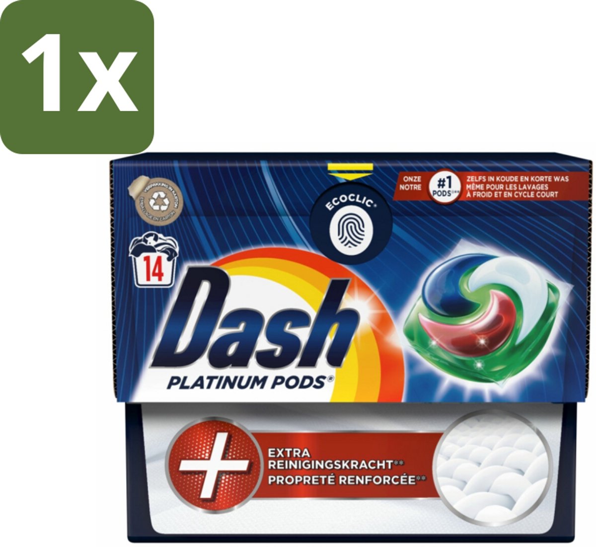 Dash Platinum - Wasmiddel Capsules - Witte en Gekleurde Was - 14 Wasbeurten - 1 stuk