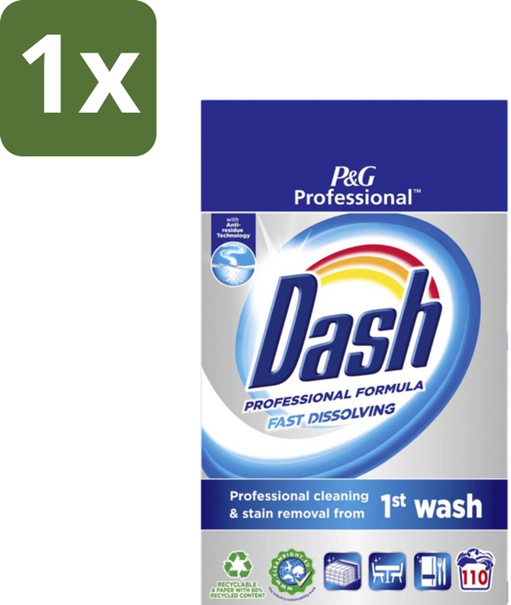 Dash Professional - Snel Oplossend Waspoeder - Witte en Gekleurde Was - 110 Wasbeurten - 1 stuk