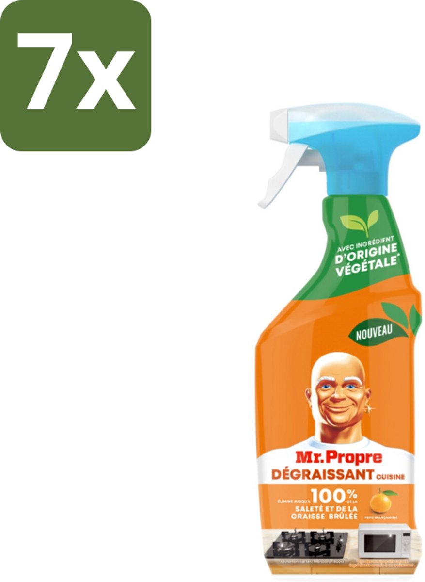 Mr. Proper - Keukenontvetter Spray - Mandarijn - Natuurlijke ingrediënten - 500 ml - Bulkverpakking - 7 stuks