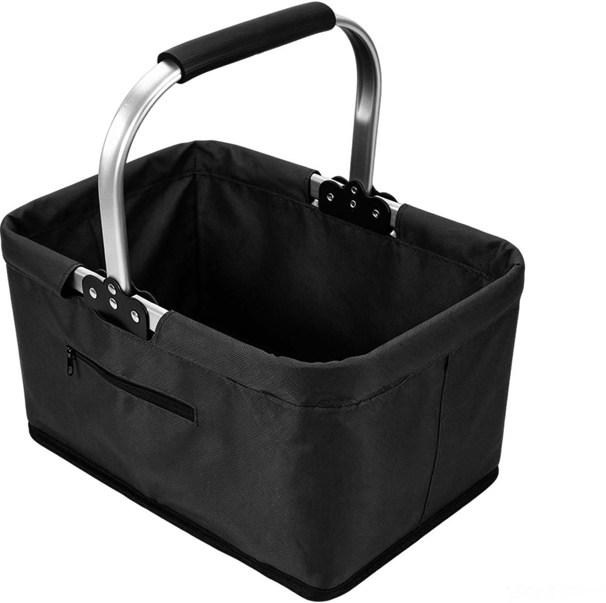 Vexnaro Opvouwbare boodschappenmand, 26 liter, met aluminium frame, draagmand met ritsvak en gevoerde handgrepen - ShopVlot