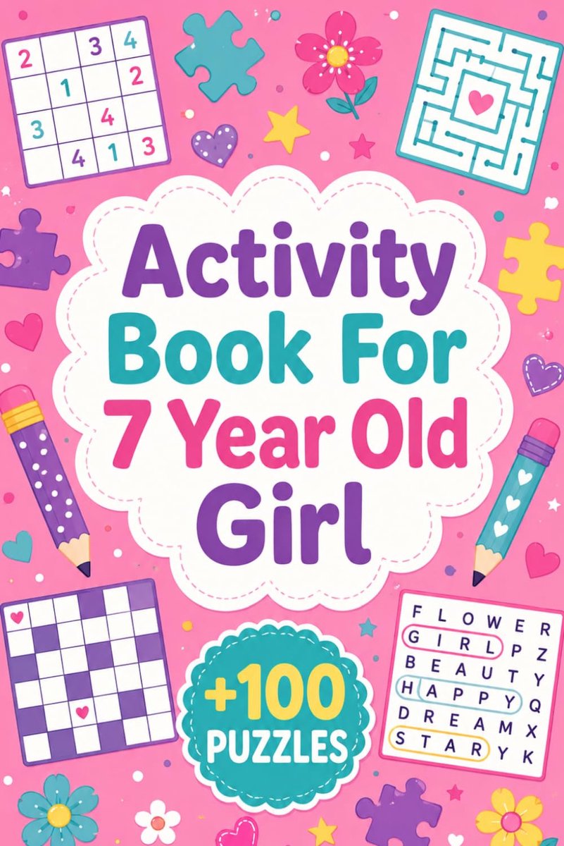 Activity Book For 7 Year Old Girl: +100 Puzzles – Cheerful thinking adventures that build focus, logic, confidence - ShopVlot