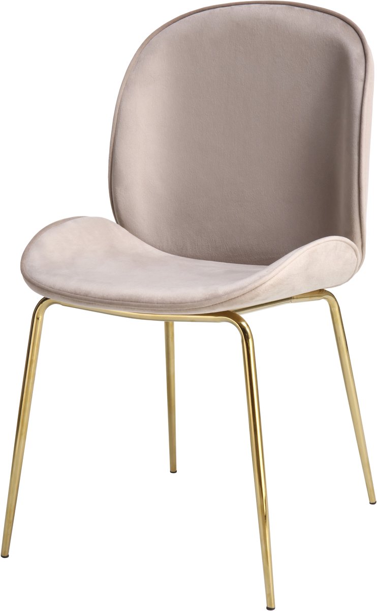 Padiro eetkamerstoelen set van 2 - beige - stof - zonder armleuningen - ijzeren onderstel - retro