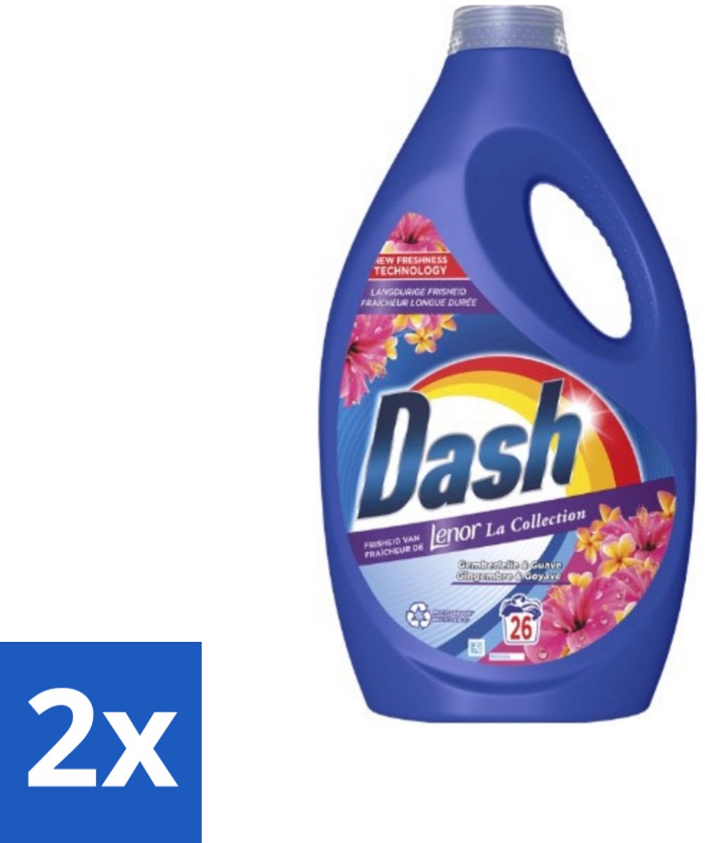 Dash - Lenor Collectie - Vloeibaar Wasmiddel - Witte en Gekleurde Was - Kersenbloesem - 26 Wasbeurten - Voordeelverpakking - 2 stuks