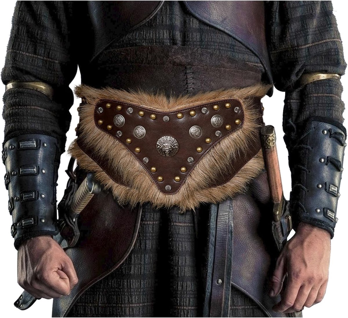Wijd Middeleeuws Leren Gurtel voor Mannen en Vrouwen - Comfortabele Curb Belt voor Historische Kostuums en Cosplay