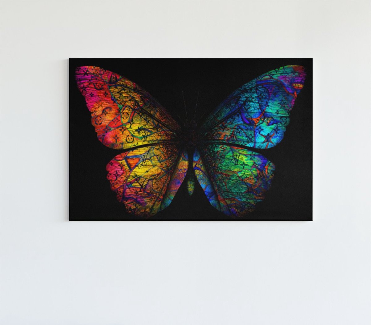 Canvas Schilderij Grote Vlinder – Kleurrijke Wanddecoratie - 60 x 40 cm