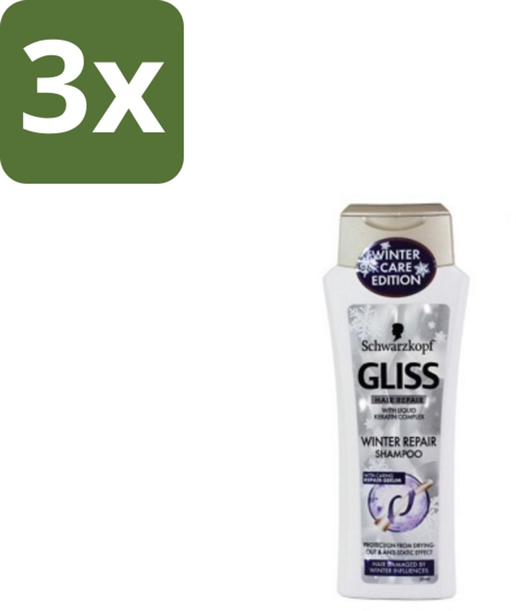 Schwarzkopf - Gliss Kur - Shampoo - Keratine - Haarherstel - 250 ml - Bulkverpakking - 3 stuks