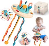 VONKELIOS® UFO Siliconen Trektouwspeelgoed Baby | Montessori Sensorisch Speelgoed 6-18 Maanden | Bijtspeelgoed | Cadeau voor Meisjes en Jongens 1 2 3 Jaar