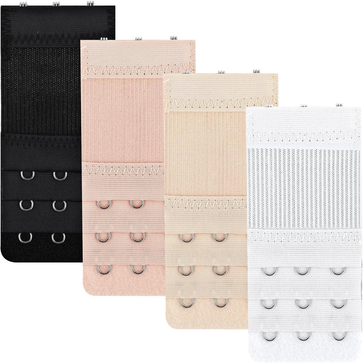 4 Pack Elastische Bh Extensies met 3 Haakjes en 3 Rijen - Zachte en Comfortabele Bh Band Verlengingen voor Dames