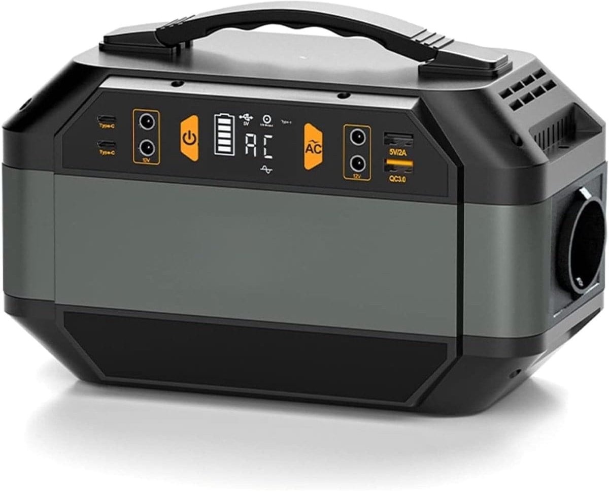 Klarven® Stroomgenerator Zwart - Draagbare Noodstroomgenerator 288,6 Wh - 9 Outputs, Opladen via Stopcontact, Auto of Zonnepaneel - B 13 x D 16 x H 23 cm