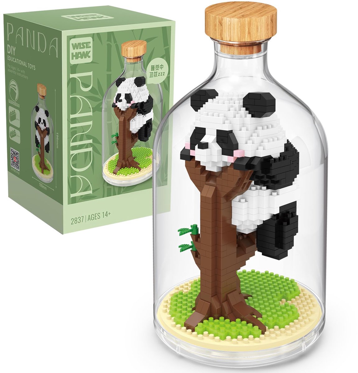 VONKELIOS®Creatieve Panda Bouwset voor Volwassenen, Mini Dieren Vrienden Bouwblokken, Cadeau voor Vrienden & Dierenliefhebbers, Decoratie voor Kantoor en Thuis, Cadeau voor Nieuwjaar, Pasen en Verjaardag (Slapende Panda)