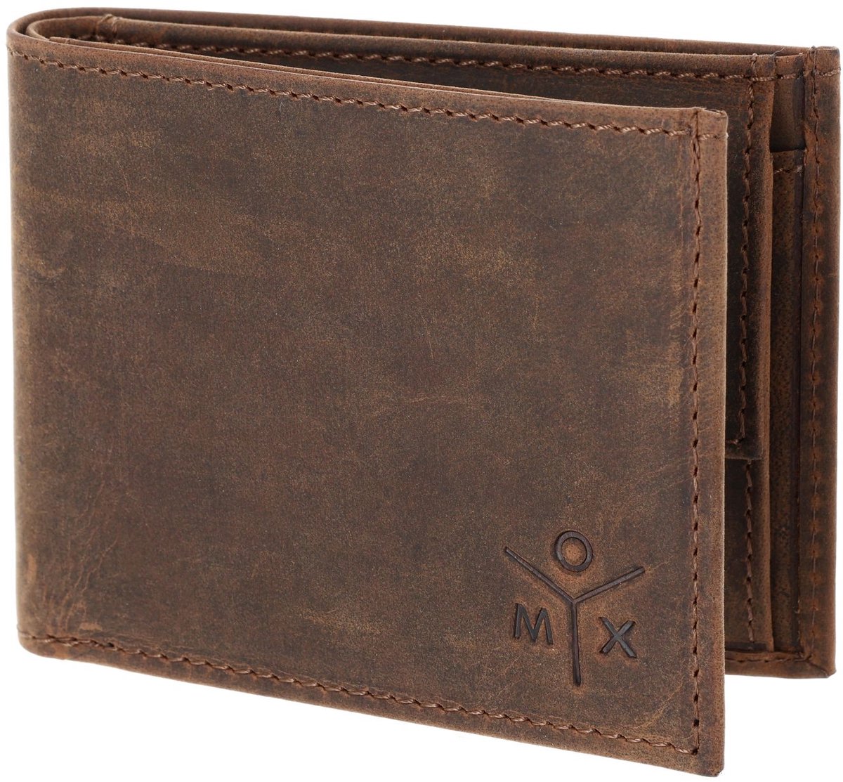 oxmox Leren portemonnee Leather RFID Protect Pocketbörse Ox 2.0 Embossed Vintage Dark Brown donkerbruin
