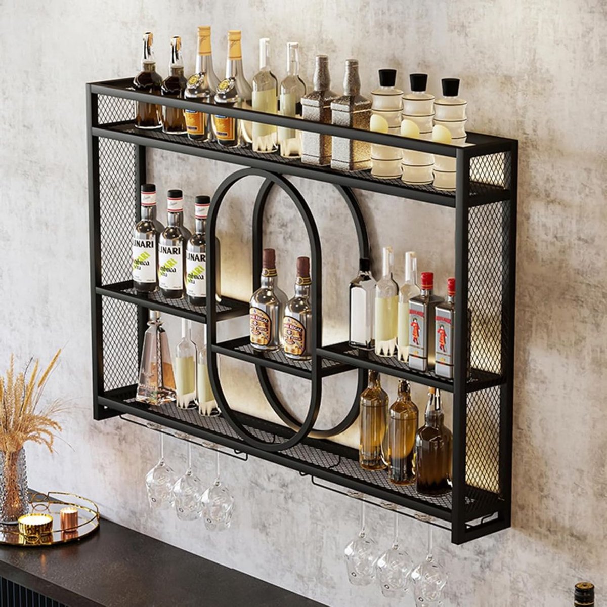 CRLYN® Wijnrek Muur - Wijnrek Hangend - Wijnrek Industrieel