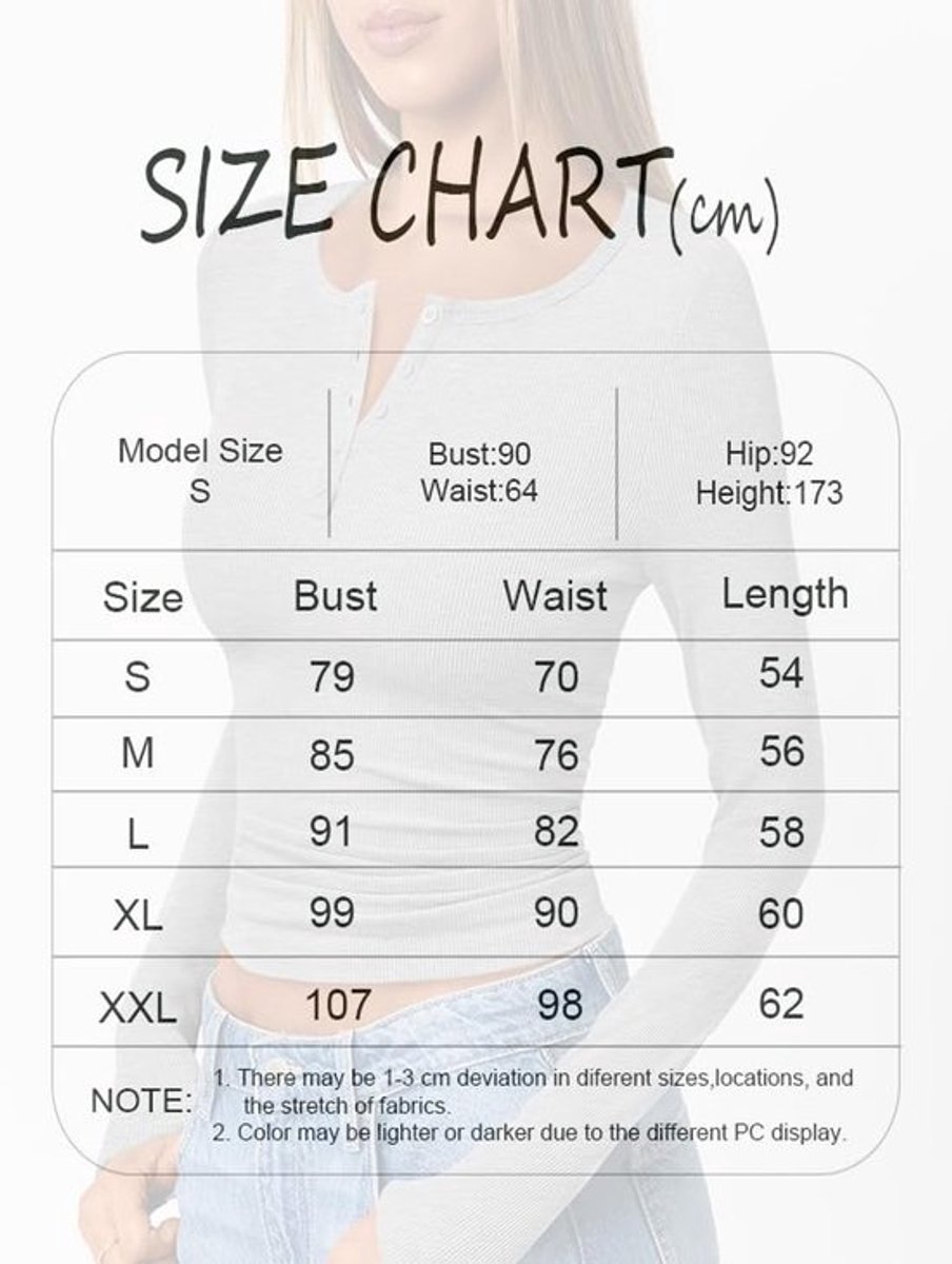 Geribbeld Dames T-shirt met Lange Mouwen - Elegant Basis Henley Shirt