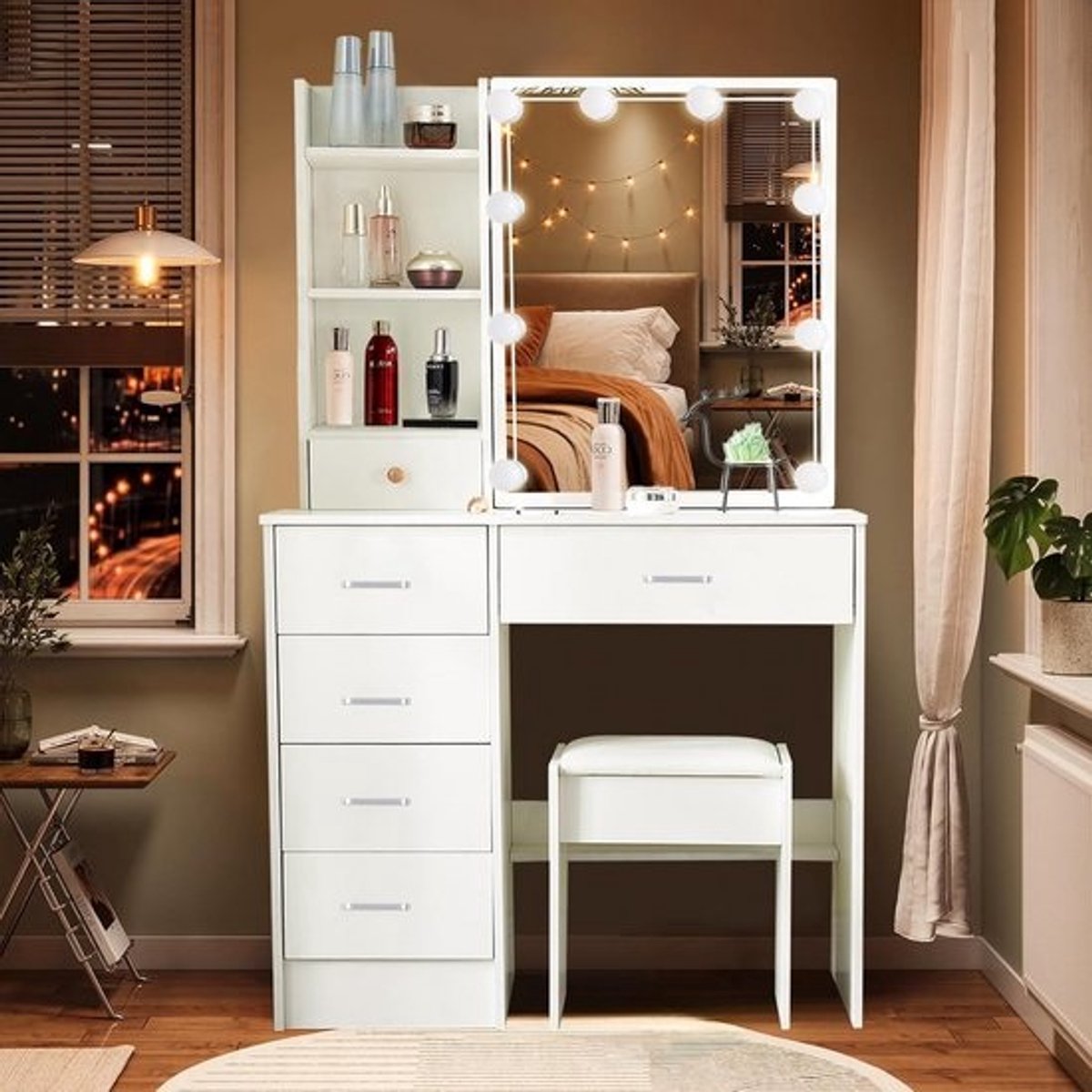 Make-uptafel met LED verlichting en instelbare helderheid - Wit
