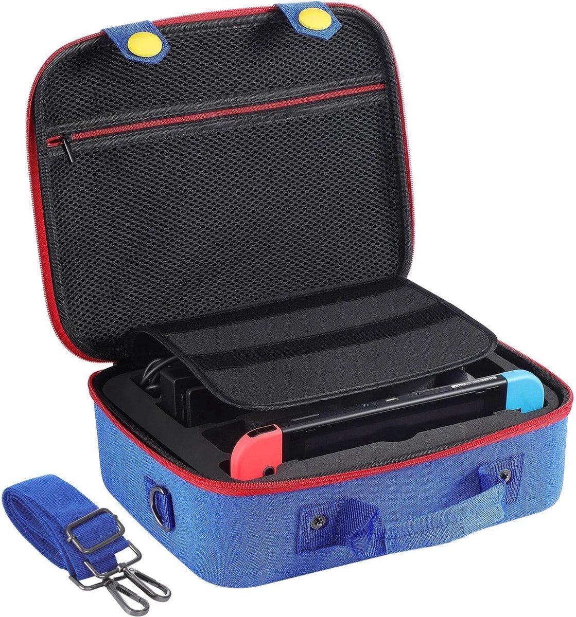 Geschikt voor Nintendo switch accessoires-Case-Geschikt voor Nintendo Switch/OLED-Geïntegreerde draagtas-Draagbare reistas met harde schaal-Geschikt voor Nintendo switch controller-Consoles-Rood en blauw