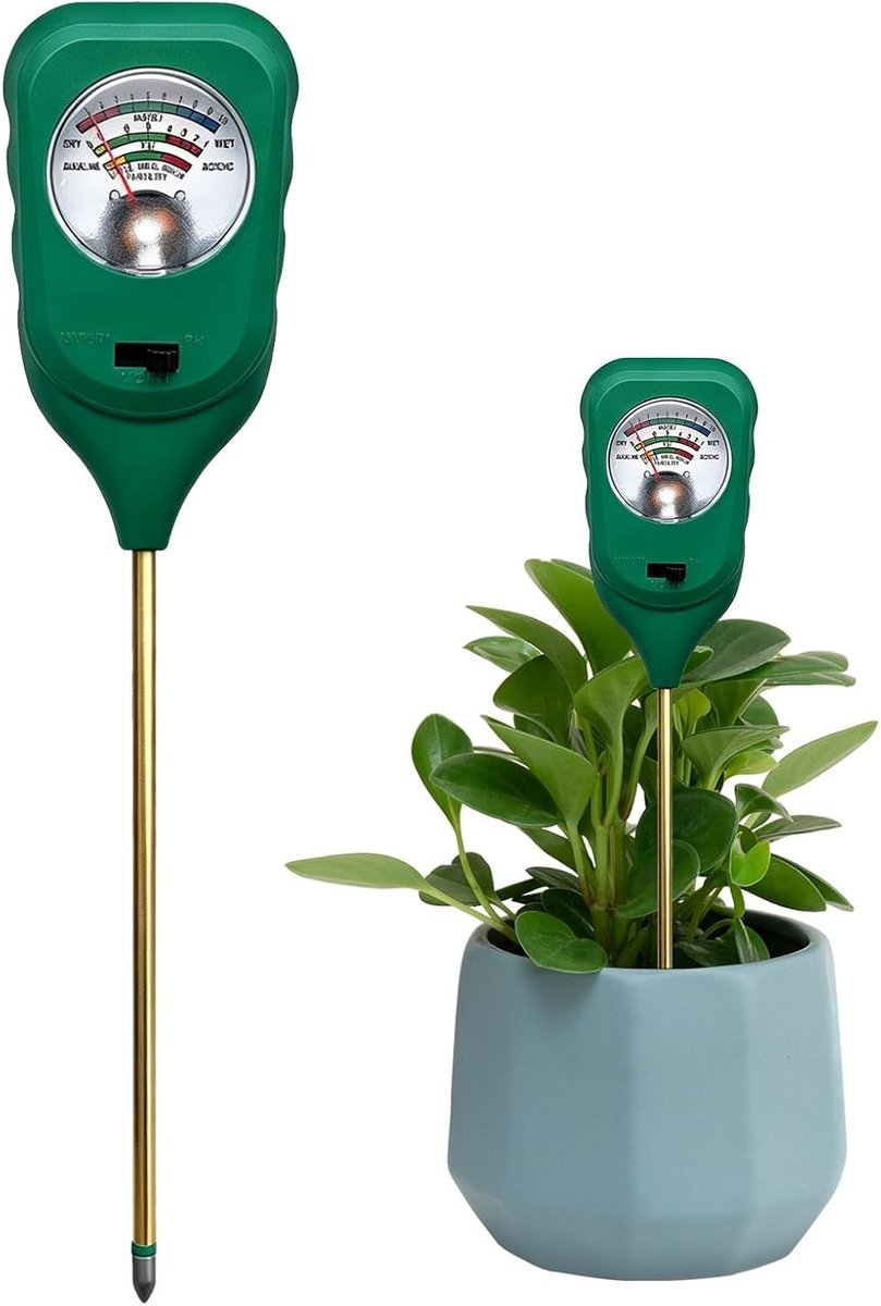 3-in-1 bodemtester voor vocht, pH-waarde en temperatuur, ideaal voor tuinieren en gazonverzorging, meetinstrument voor planten en landbouw