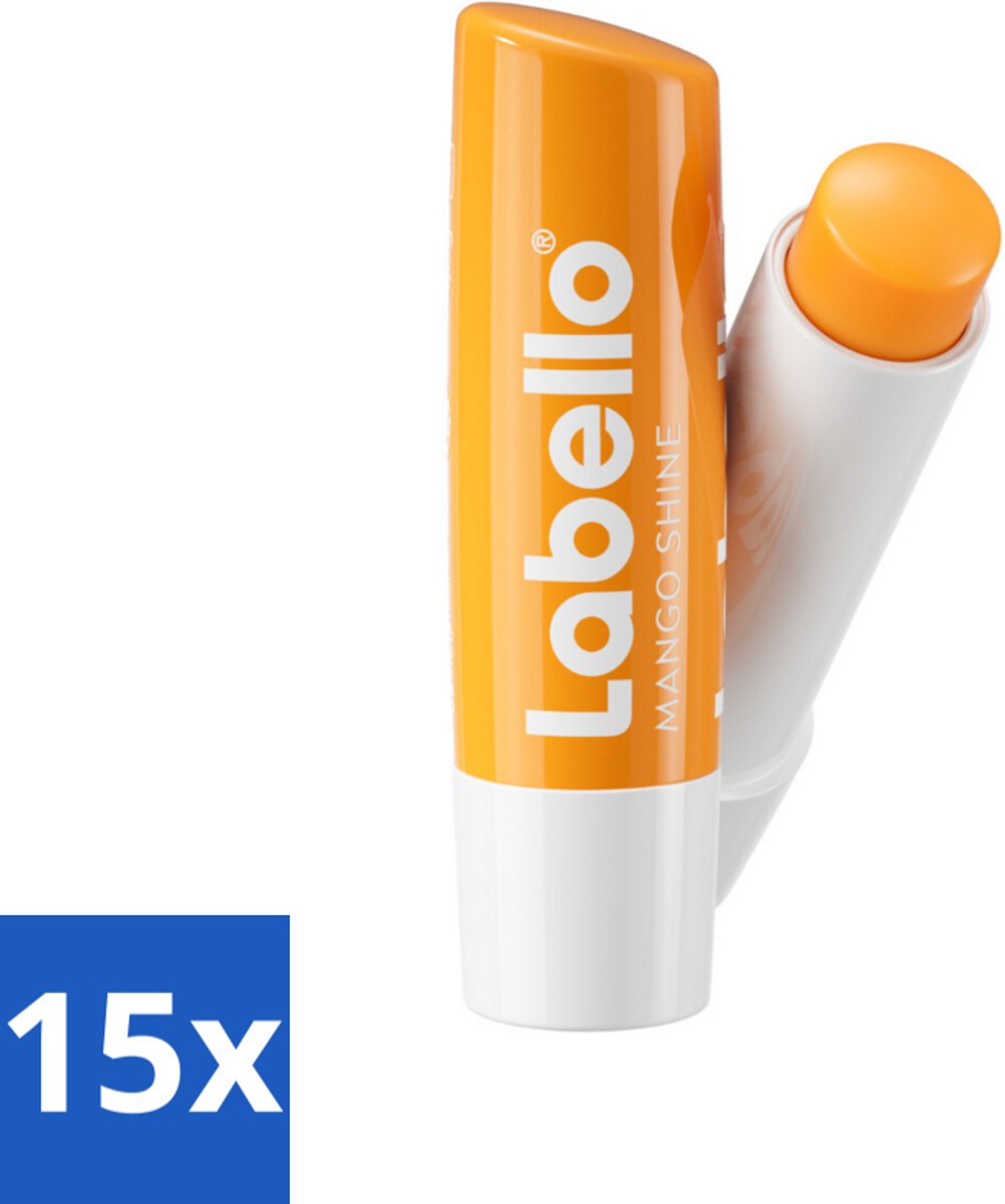 15 x Labello – Lippenbalsem -- Mango Shine – 4,8 g - Lippenbalsem - Mango Shine - Hydratatie - Fruitige Geur - Glans