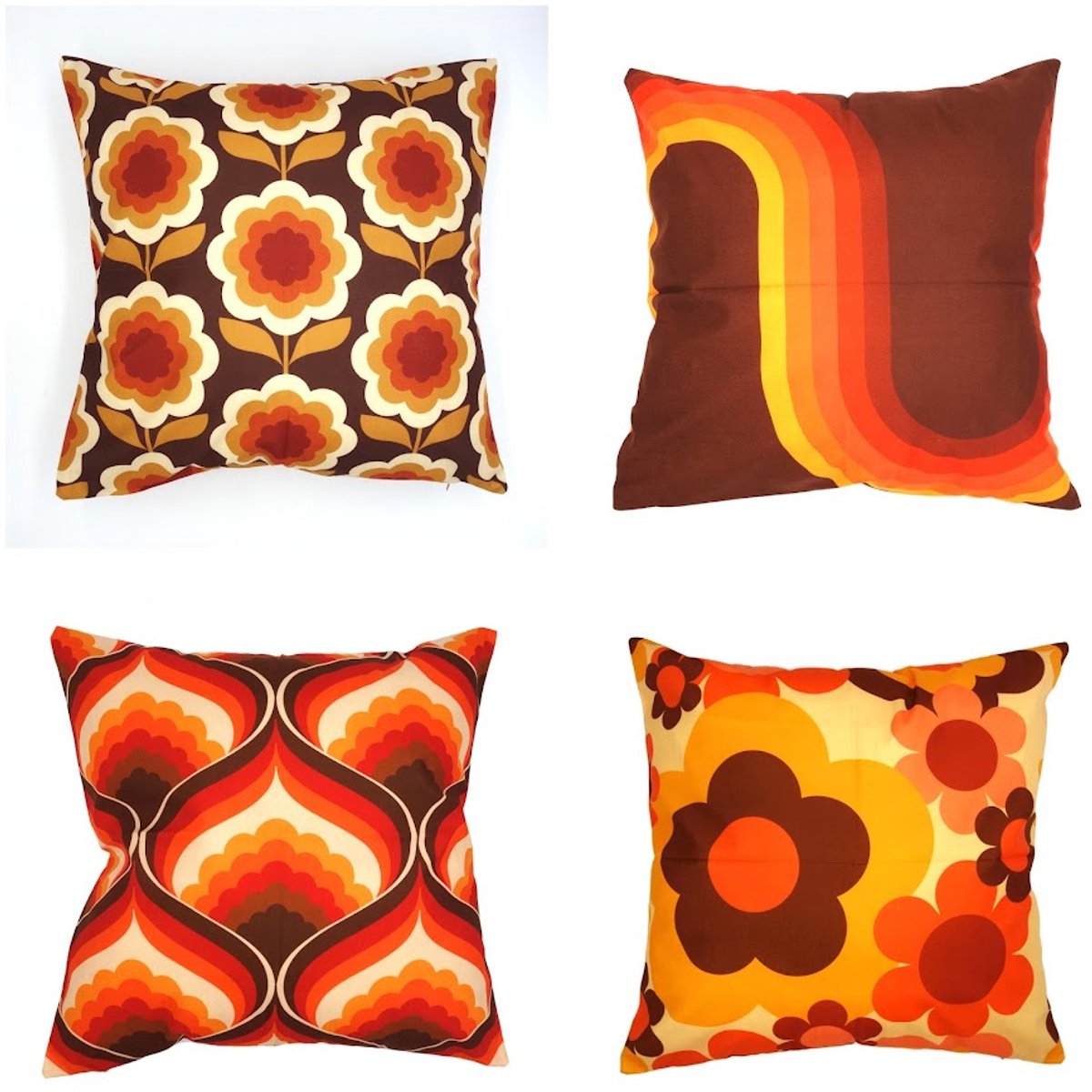 Kussenhoezen - Retro Flowerpower Hippie kussenhoes set van 4 - Formaat 45 x 45 cm - Exclusief binnenkussen