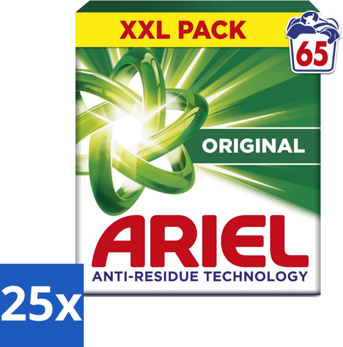 25 x Ariel – Original – Snel Oplosbaar Waspoeder – 3,58 kg - Snel Oplosbaar Waspoeder - Koud Water Was - Anti-residu Technologie - Vlekverwijdering - Fris Geur