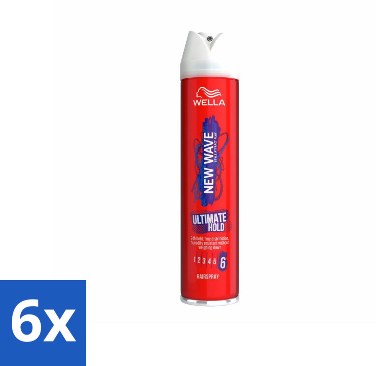 6 x Wella – New Wave Ultimate Hold – Haarspray – 400 ml - Haarspray - Fixatiespray - Stijl - Hold - UV Bescherming