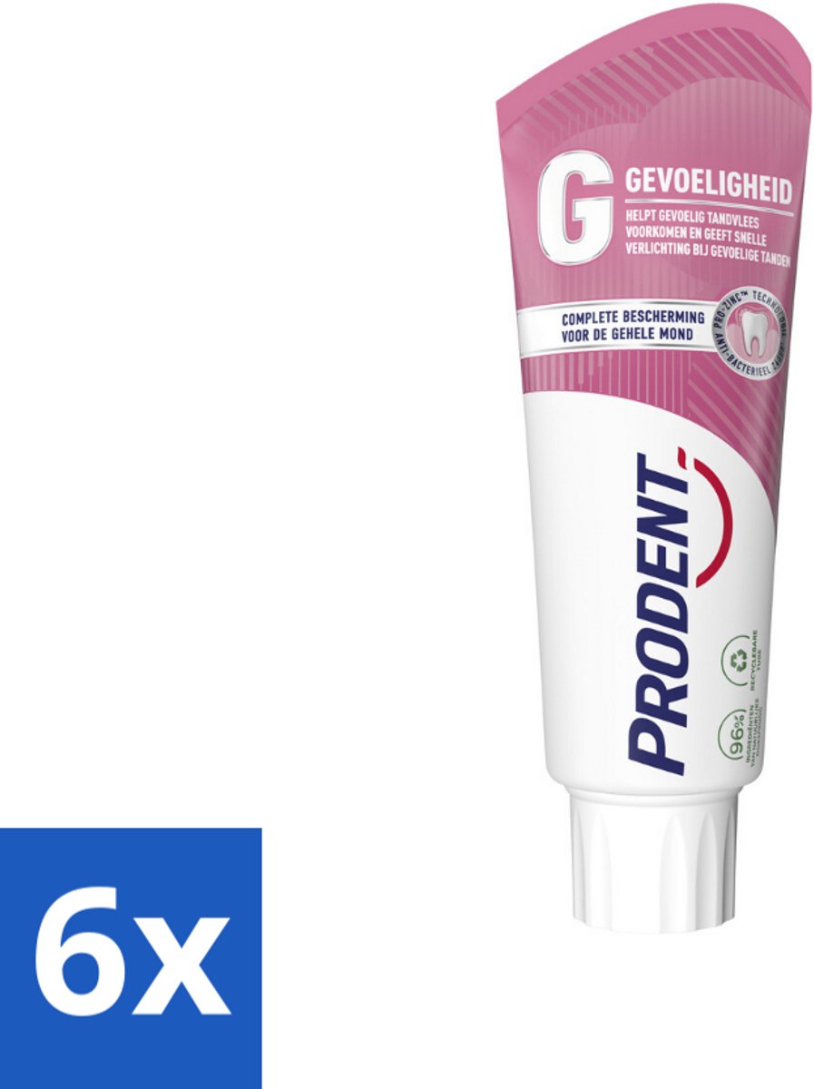 6 x Prodent – Tandpasta – Gevoeligheid – Pro-Zinc Technologie – 75 ml - Gevoelige Tanden - Gevoelig Tandvlees - Pro-Zinc - Antibacteriële Werking - Mondverzorging