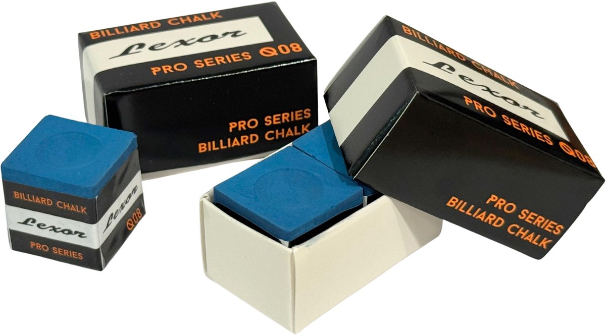 Lexor Pro Billiard Chalk Q08, box 2 pcs., Sky Blue - biljartkrijt