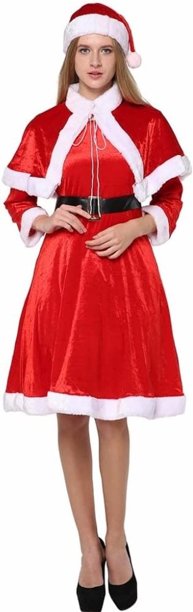 Vrouwelijk zoet kerstkostuum voor volwassenen met Santa Claus thema, perfect voor feestdagen en kerstvieringen