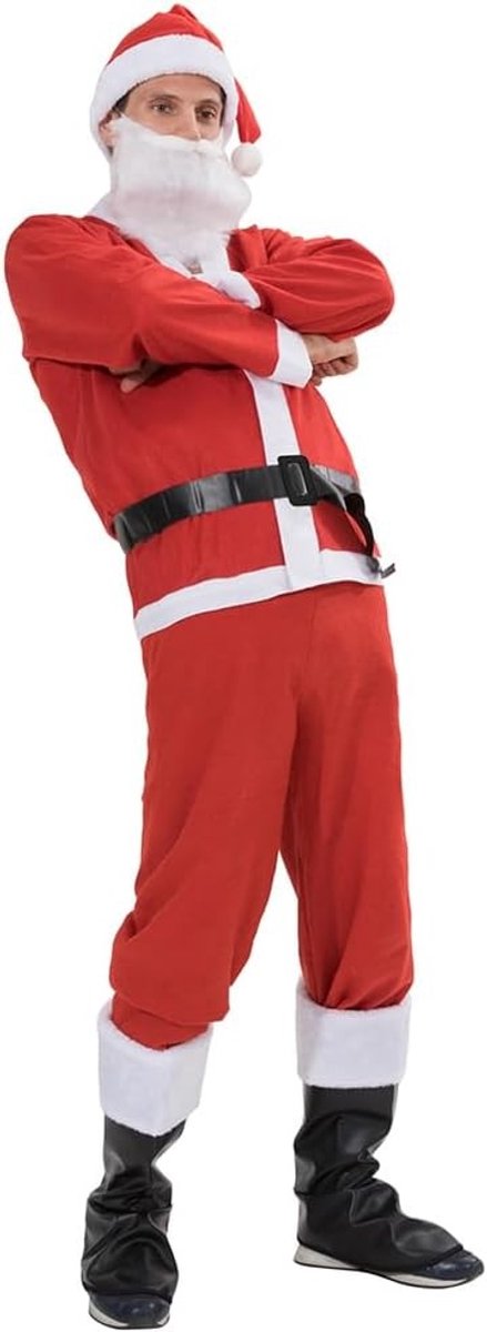 Kerstman Kostuum voor Volwassenen, Perfect voor Feestdagen, Inclusief Hoed en Baard, Rood