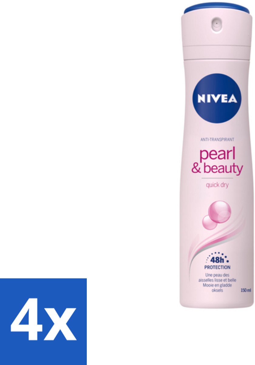 4 x NIVEA – Deodorant Spray – Pearl & Beauty – 150 ml - Deodorant Spray - Okselhuid Verzorging - Parelextracten - Huidvriendelijk - 48 Uur Bescherming