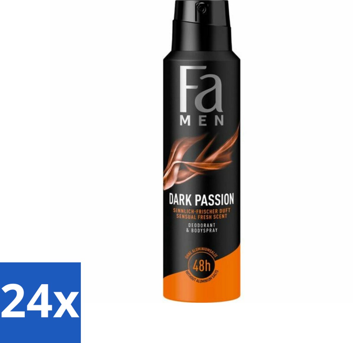 24 x Fa – Deodorant Spray – Men Dark Passion – 150 ml - Deodorant Spray Voor Mannen - Krachtige Geur - Zweetbescherming - Geur Tegen Zweet - Mannelijke Geur
