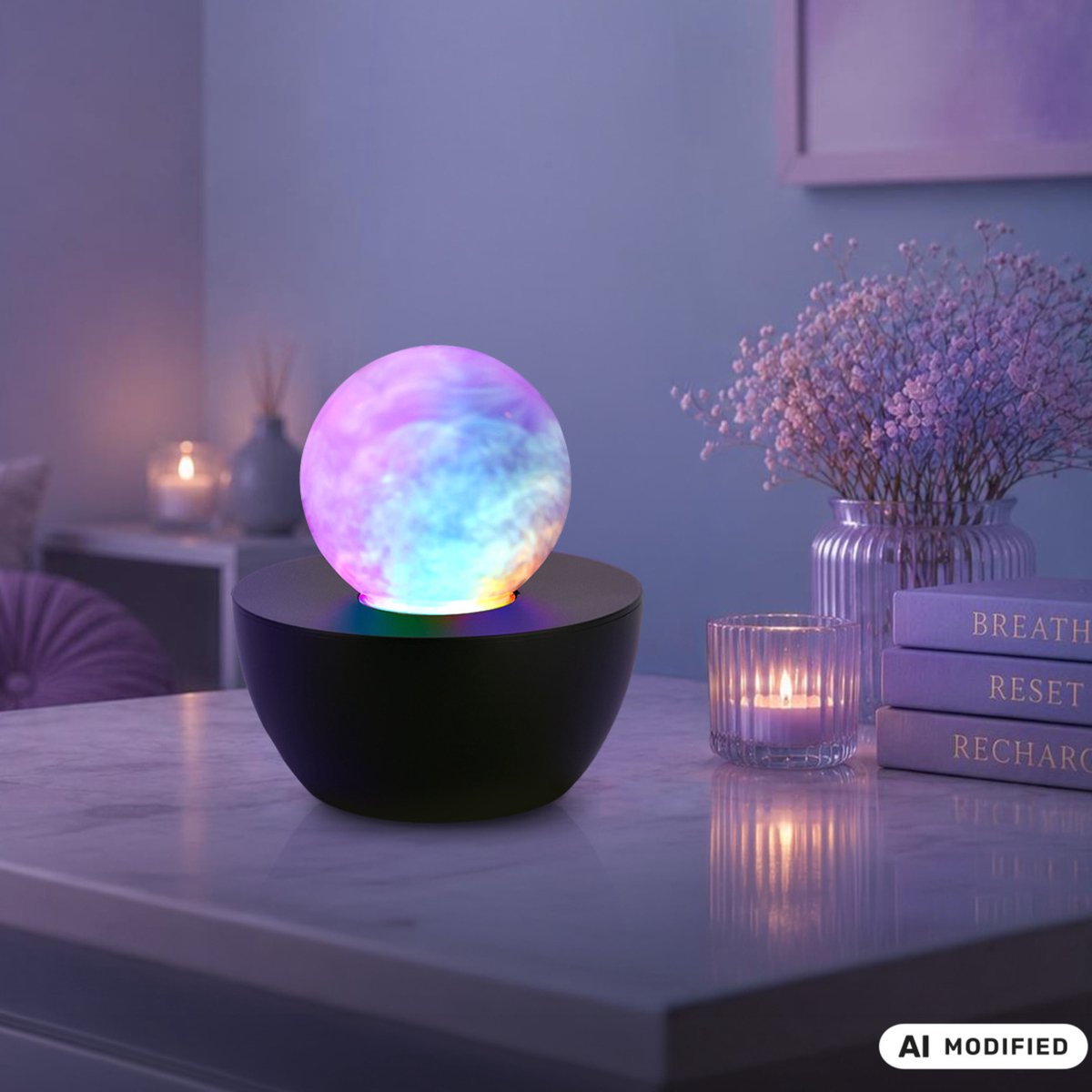 BRILONER Fog - Discolamp - RGB Tafellamp kinderen - kinderkamer lamp discobal - nevelbol met snoer - zwart- Ø12cm