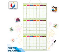Smarfer - Losse Weekplanner kind - 67 x 33,5 cm - Planbord - Weekkalender - Magnetisch Planbord - Dagritme Kaarten