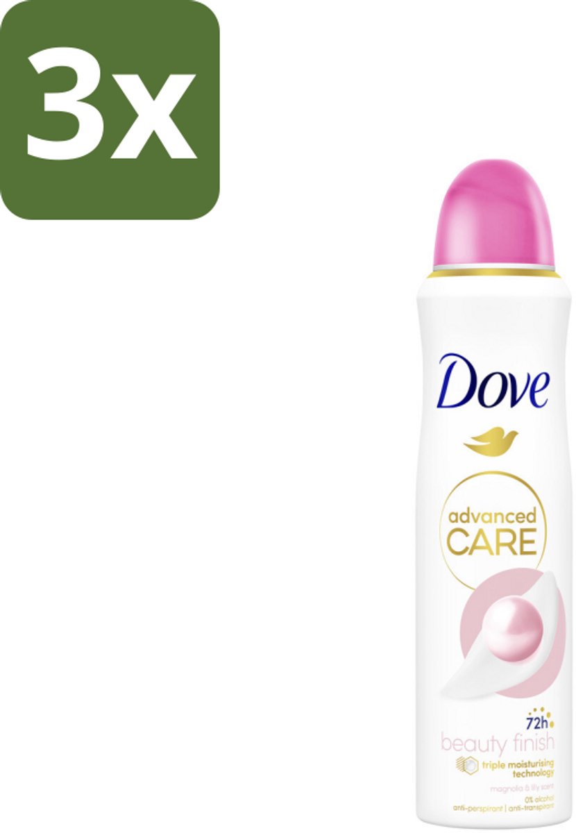 3 x Dove – Deodorant Spray – Beauty Finish – 150 ml - Anti-transpirant Spray - Beauty Finish - Deodorant Spray - Huidbescherming - Stralende Huid