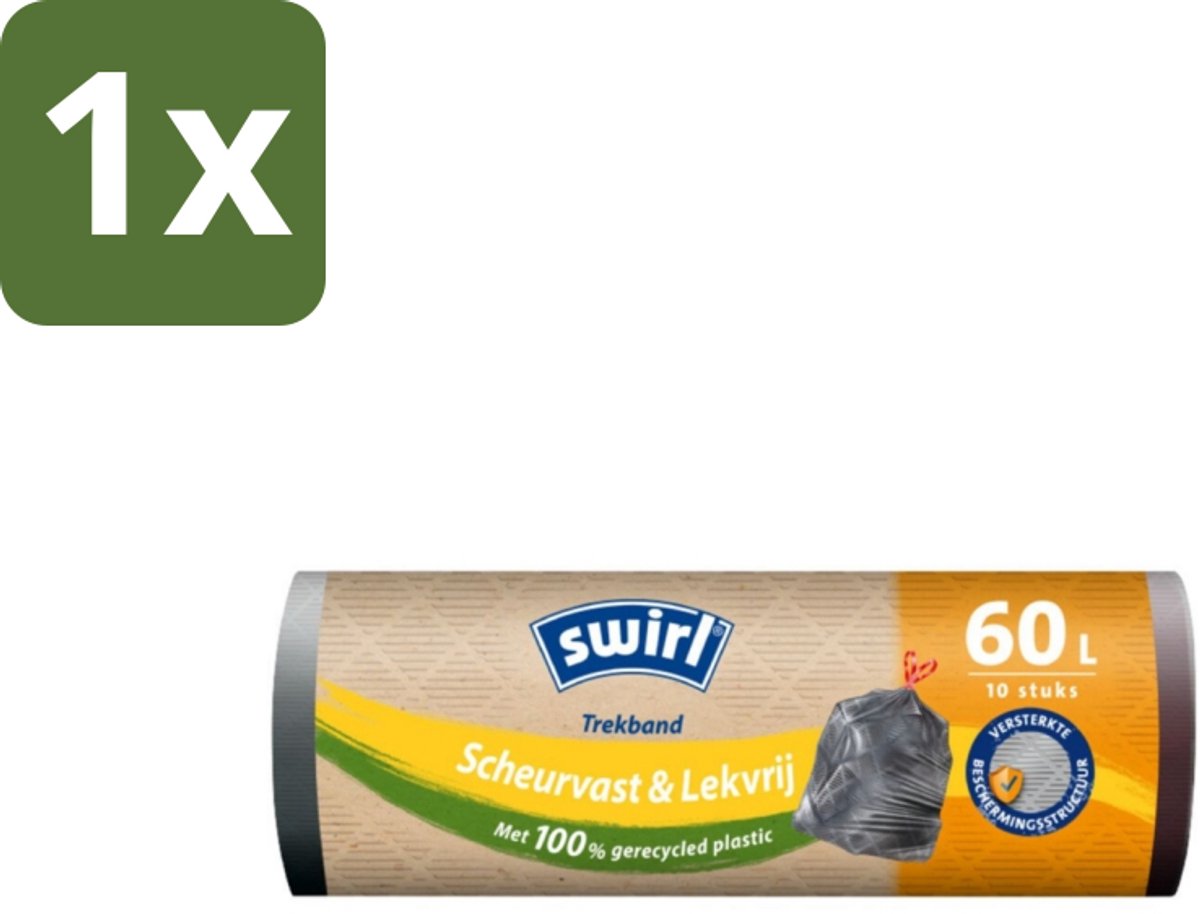 1 x Swirl – Vuilniszakken – 60 L – Trekband – 10 zakken - Koffie - Koffiezetapparaat - Koffiezetapparaat