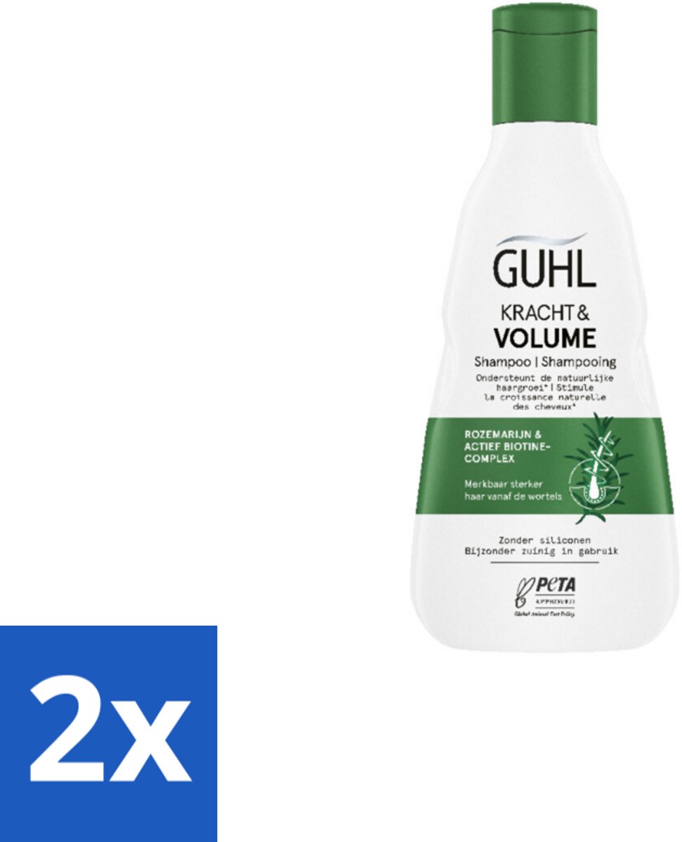 2 x Guhl – Shampoo – Kracht & Volume – 250 ml - Krachtige Shampoo - Volume Shampoo - Haarversterkende Shampoo - Shampoo Voor Dun Haar - Biotine Shampoo